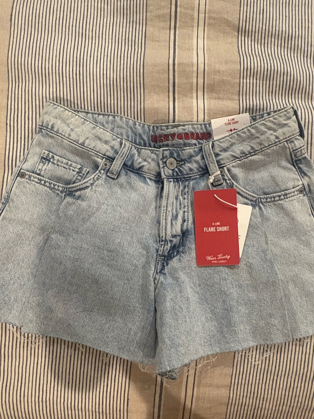 A-Line Flare Short Denim Shorts - Light Blue, Lucky Brand size 0